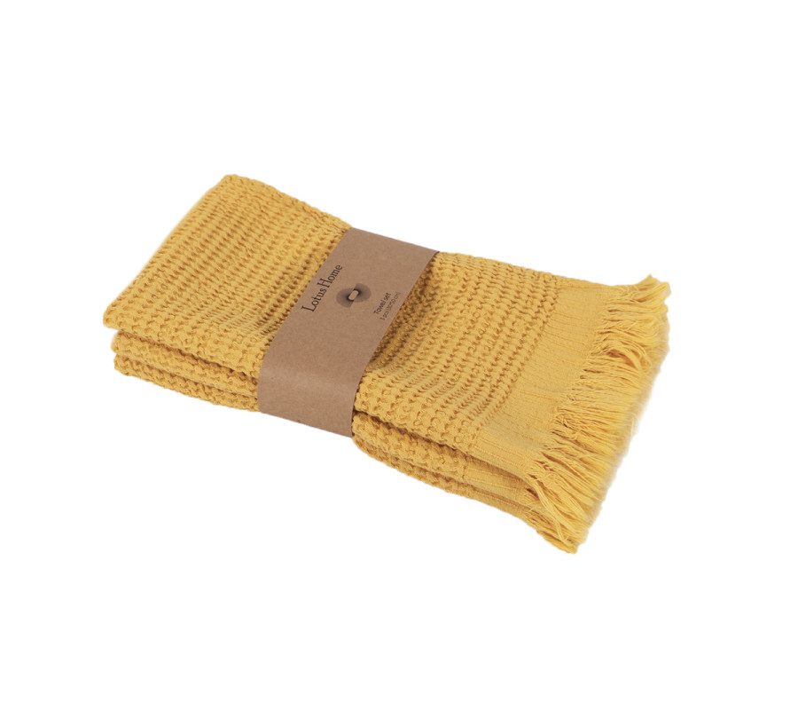 Набір рушників Lotus Home - Rius mustard гірчичний 30*50 (3 од.)