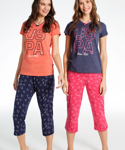 Домашній одяг US Polo Assn - Футболка і бриджі 15662 сині, S