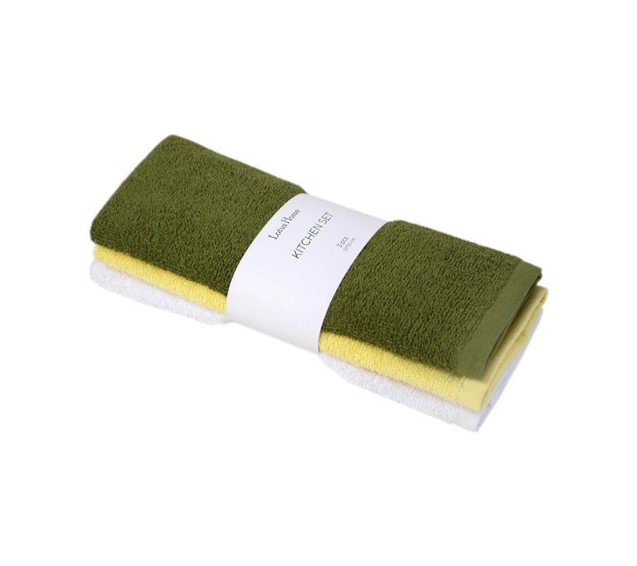 Набір рушників Lotus Home - Basic зелений/жовтий/білий 30*50 (3од.)
