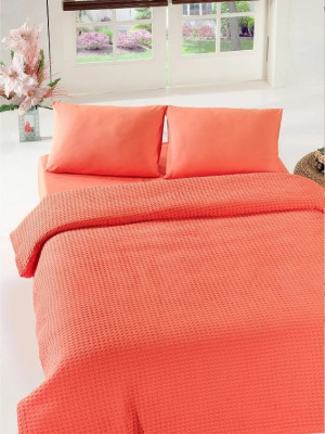 Покривало піке Eponj Home - Burumcuk coral кораловий вафельне 200*235