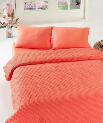 Покривало піке Eponj Home - Burumcuk coral кораловий вафельне 200*235