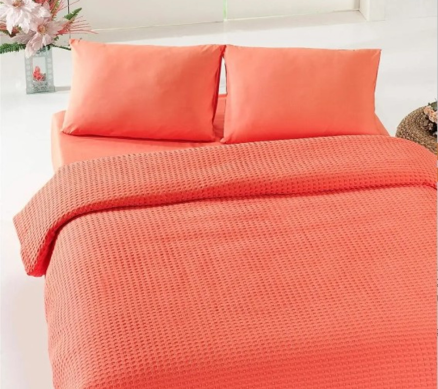 Покривало піке Eponj Home - Burumcuk coral кораловий вафельне 200*235