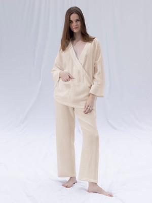 Домашній одяг Penelope - Serli kruvaze kimono kisa somon лососевий S-M