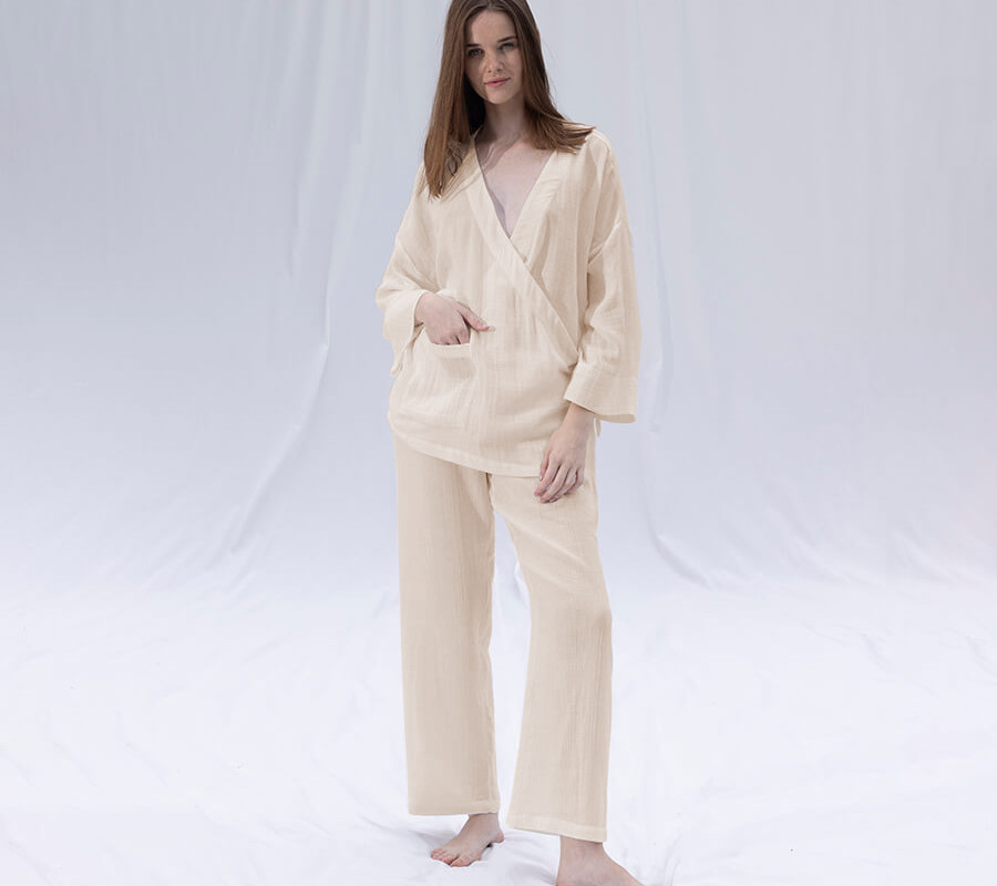 Домашній одяг Penelope - Serli kruvaze kimono kisa somon лососевий S-M