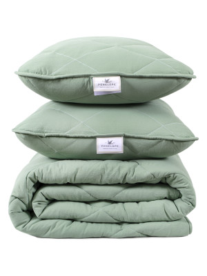 Набір ковдра з подушками Penelope - Colors in Comfort green зелений євро