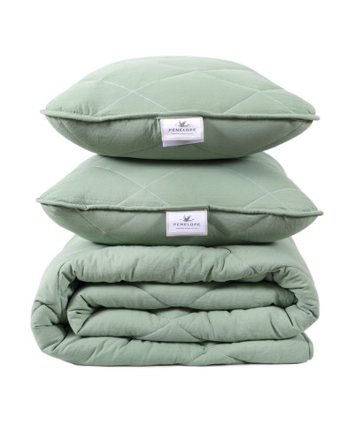 Набір ковдра з подушками Penelope - Colors in Comfort green зелений євро
