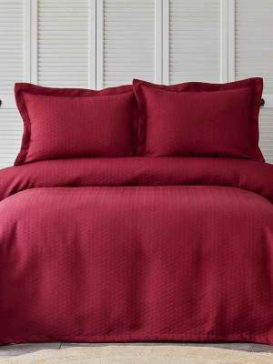 Покривало з наволочкой Karaca Home - Charm bold bordo бордовий 160*240 полуторний