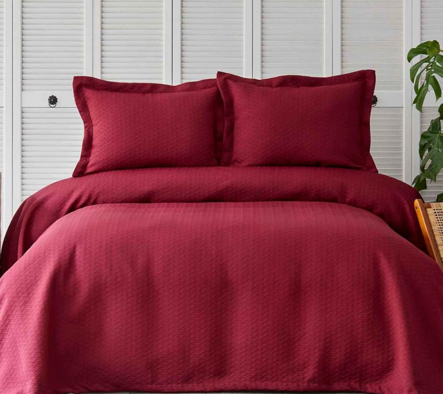 Покривало з наволочками Karaca Home - Charm bold bordo бордовий 160*240 євро