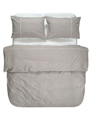 Постільна білизна Lotus Home - Premium Percale Stripe коричневий євро