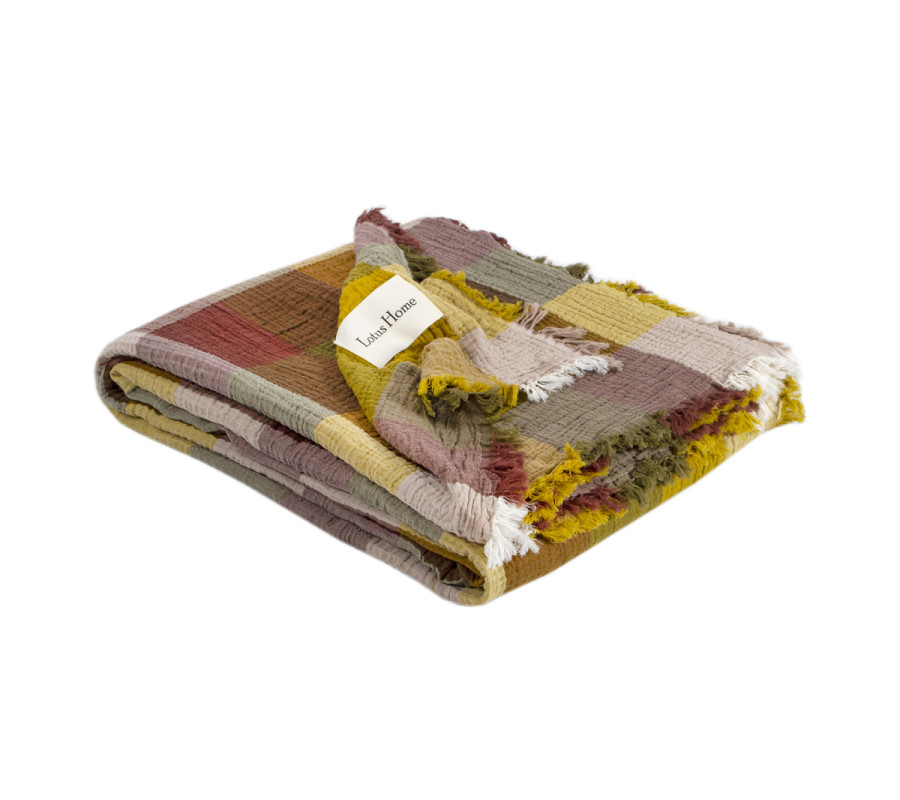 Покривало Lotus Home - Lucca muslin гірчичний 240*260